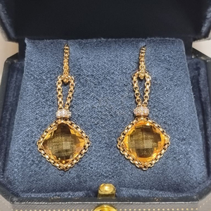 [정품/영수증] 데이비드율만 18K 시트린(9.6ct) 다이아 귀걸이 (거의새것) 이미지