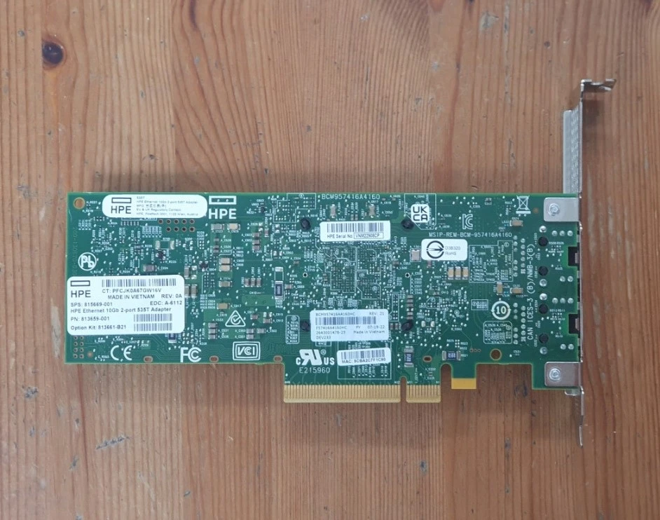 브로드컴 10G RJ45 2포트 10기가 랜카드 ( HPE 535T / BCM957416 ) 이미지