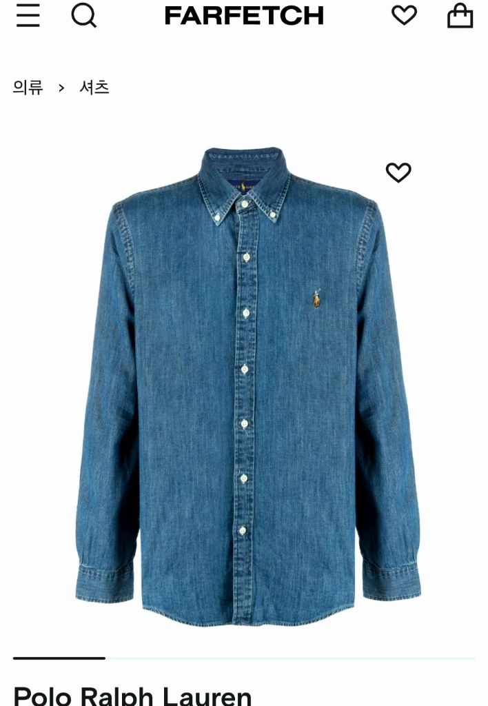 폴로 랄프로렌 중청 데님 셔츠 L XL 클래식핏 새제품 이미지