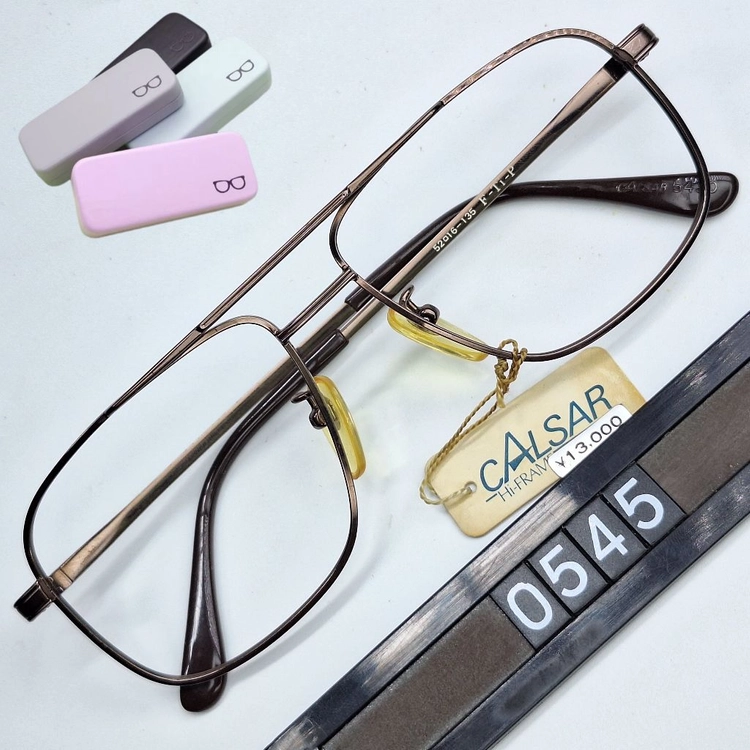 CALSAR 5430 안경테 52mm 투브릿지 티타늄 일본 빈티지 데드스톡 레트로 복고 앤틱 클래식 아이웨어 Y2K 이미지