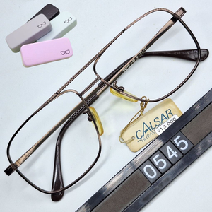 CALSAR 5430 안경테 52mm 투브릿지 티타늄 일본 빈티지 데드스톡 레트로 복고 앤틱 클래식 아이웨어 Y2K 이미지