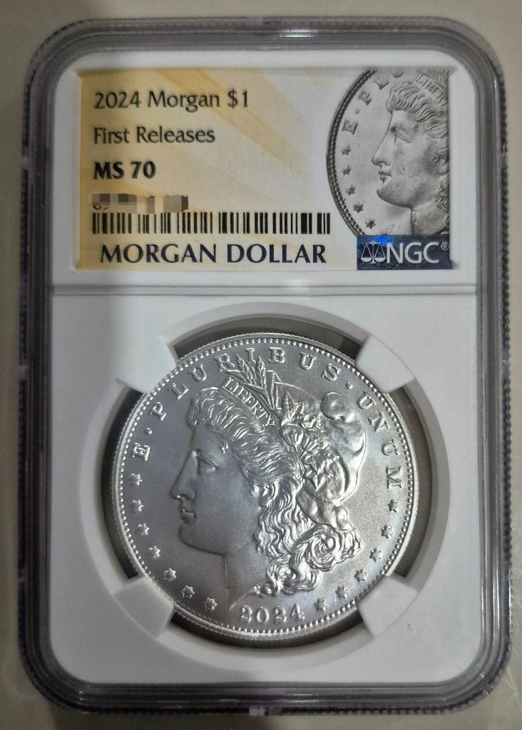 2024년 모건달러 NGC MS 70 최고등급 은화 실버바 수집 화폐 이미지