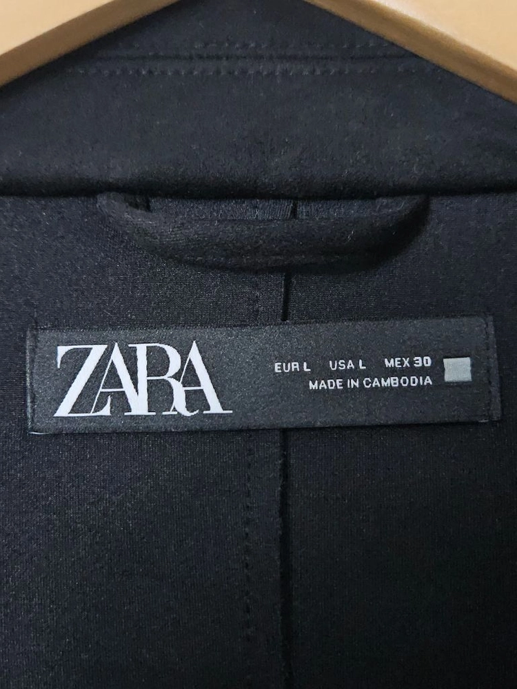 자라 ZARA 스웨이드 오픈 코트자켓 블랙 블레이저 L 이미지