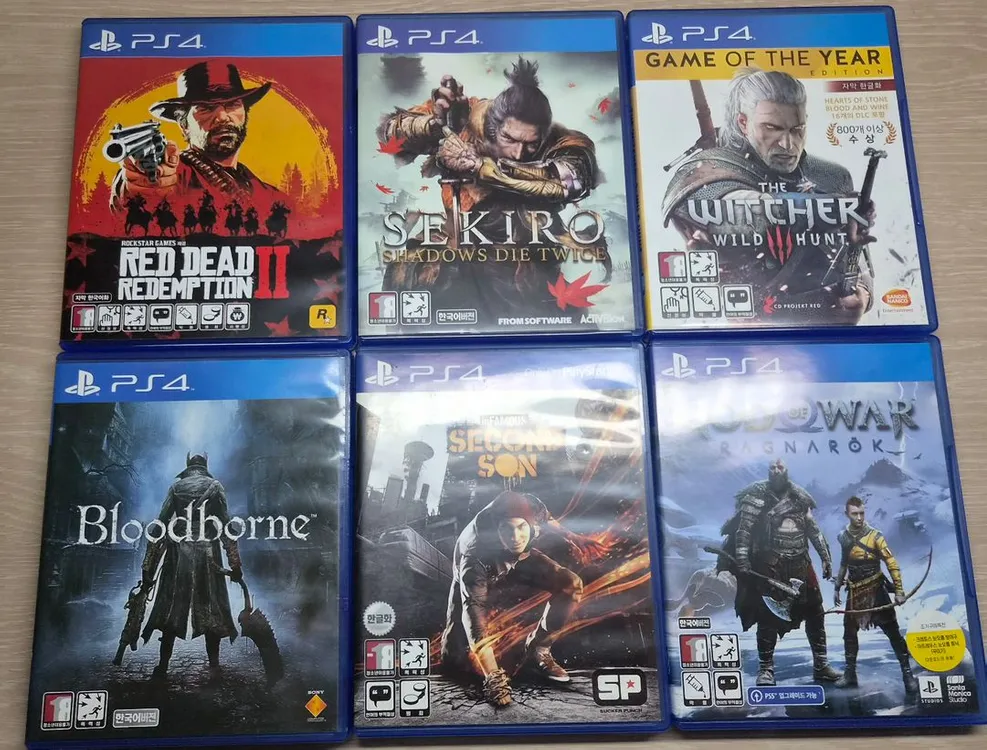 ps4타이틀 (레데리2, 세키로, 위쳐3와일드헌트, 블러드본, 인페이머스, 갓오브워 라그나로크) 이미지