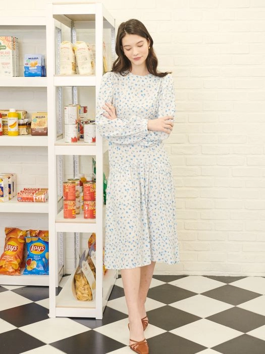 미착용) 랭앤루 데라 플라워 롱 원피스 화이트 봄가을 이미지