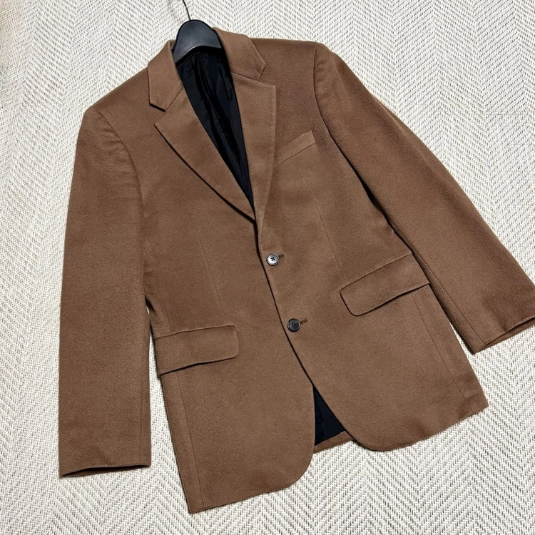 한섬 타임 로로피아나 지블링 캐시미어100 테일러드 자켓 카멜브라운 매니쉬 보이프렌드 대디 옴므 숏 하프 코트 이미지