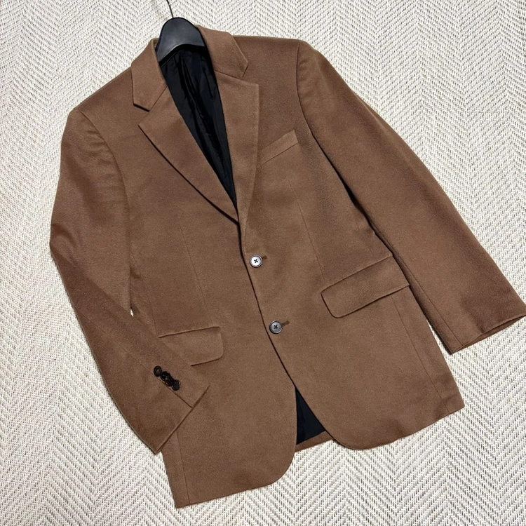 한섬 타임 로로피아나 지블링 캐시미어100 테일러드 자켓 카멜브라운 매니쉬 보이프렌드 대디 옴므 숏 하프 코트 이미지