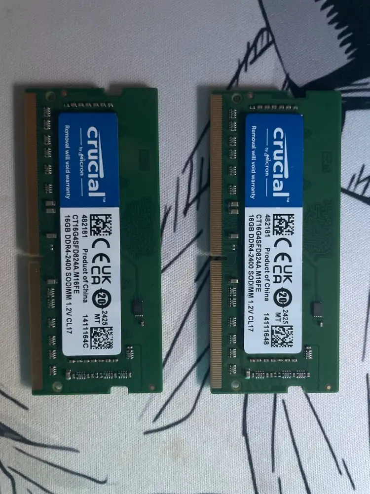 노트북 램 DDR4 16GB 두개(총32G) DDR4-2400 24년25주차 생산품 - 안심되는 중고거래