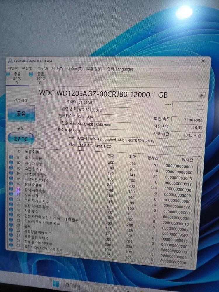 웨스턴 디지털 blue HDD 12TB 이미지