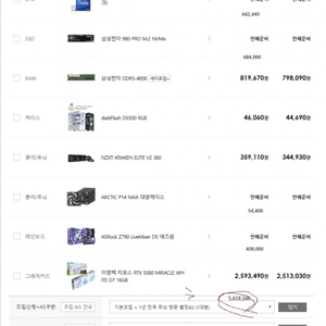 급처) ASRock Z790 / RTX 5080 / DDR5 Ram 32gb/ 2tb SSD. 게이밍 PC 본체 이미지