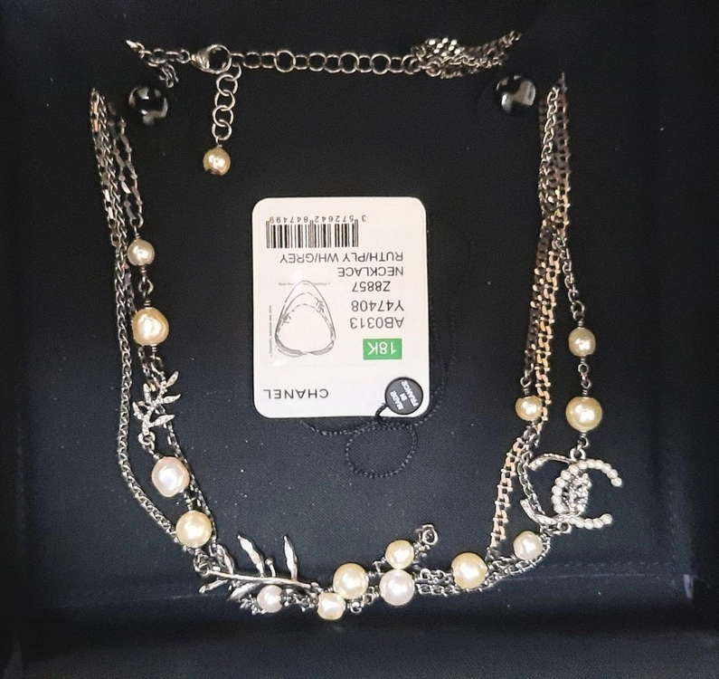 샤넬 18k CC로고 진주 넥크레이스세줄로된 각각따로 Made in France 이미지