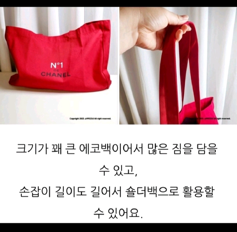 새제품)샤넬 토트백,레드 까멜리아 에코백 이미지