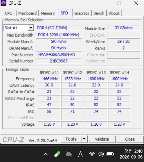 SK하이닉스 DDR4 3200 32GB 2Rx8 노트북램 2개 / 총 64GB / 정상작동 이미지