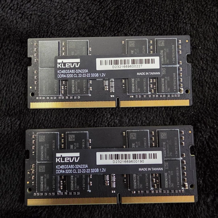 KLEVV DDR4 3200 32GB 2Rx8 노트북램 2개 / 총 64GB / 정상작동 이미지