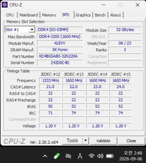 KLEVV DDR4 3200 32GB 2Rx8 노트북램 2개 / 총 64GB / 정상작동 이미지