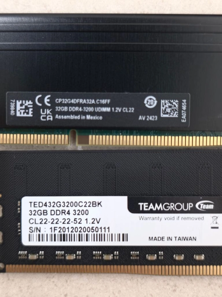 DDR4 32GB 3200mhz 메모리 2개 세트 이미지