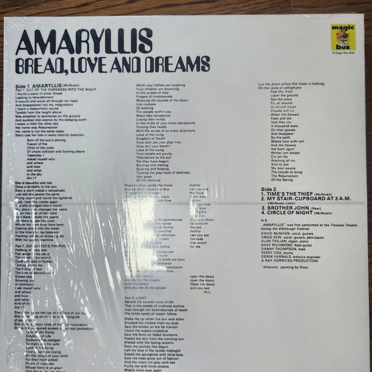희귀 해외 수입 lp) Bread, love and dreams - Amaryllis 이미지