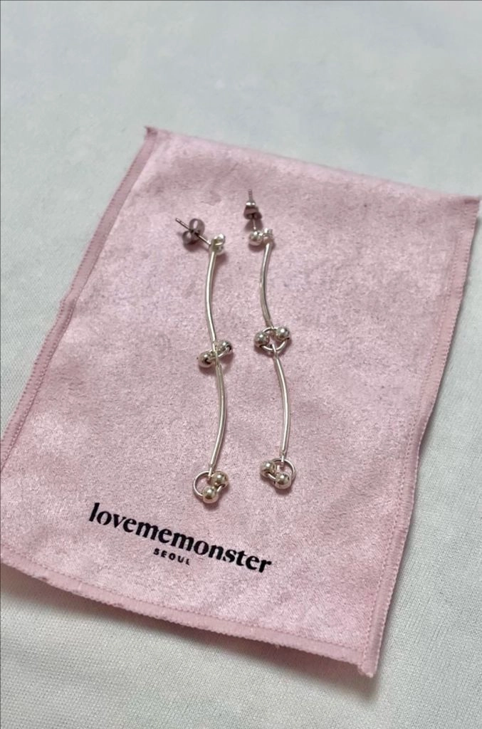 러브미몬스터 Two Ball Link Chain Earrings 체인귀걸이 실버 이미지
