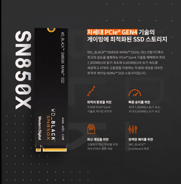 (미개봉)(정발) WD BLACK SN850X SSD 4TB 팝니다. 이미지