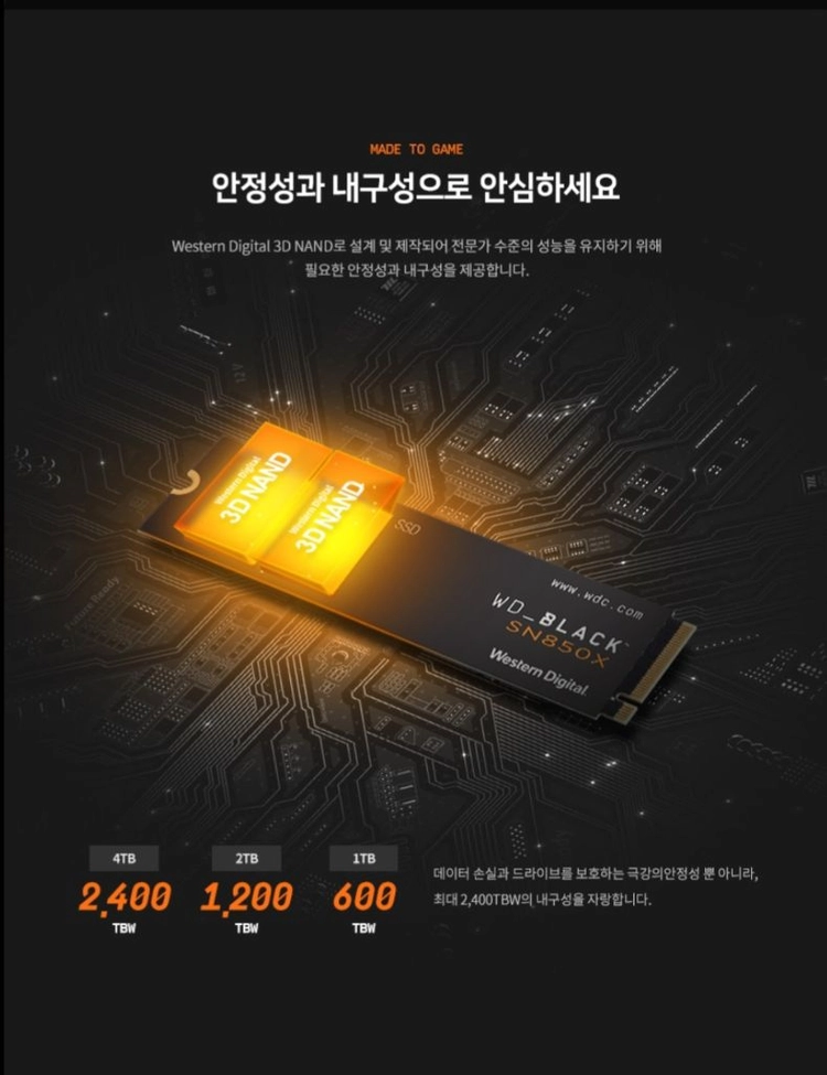 (미개봉)(정발) WD BLACK SN850X SSD 4TB 팝니다. 이미지