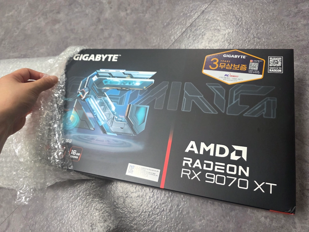 기가바이트 RX 9070 XT 완전무결 미개봉 판매! 귀무자 신규 게임 무료증정! - 안심되는 중고거래