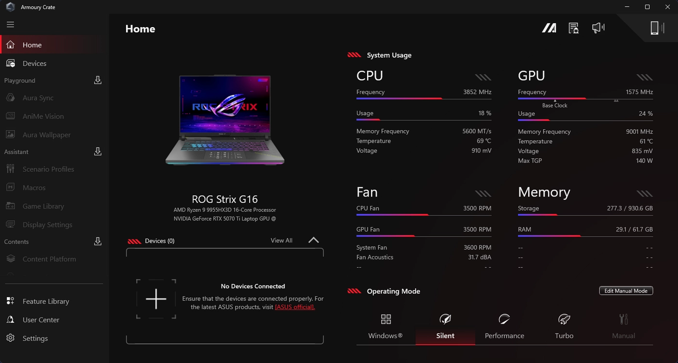 ASUS ROG STRIX G16 (보증 28년 6월, 9955HX3D, 5070 Ti 12GB) 이미지