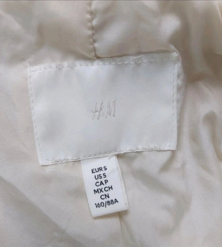 H&M 뽀글이 떡볶이 롱 코트 아이보리S (66~77) 이미지