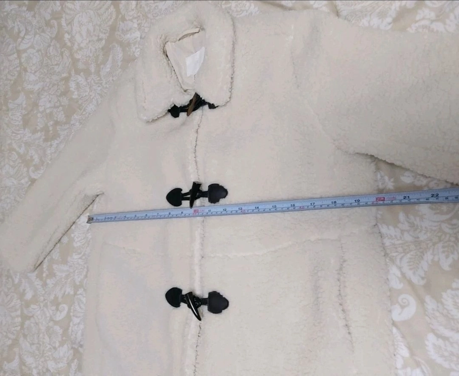 H&M 뽀글이 떡볶이 롱 코트 아이보리S (66~77) 이미지