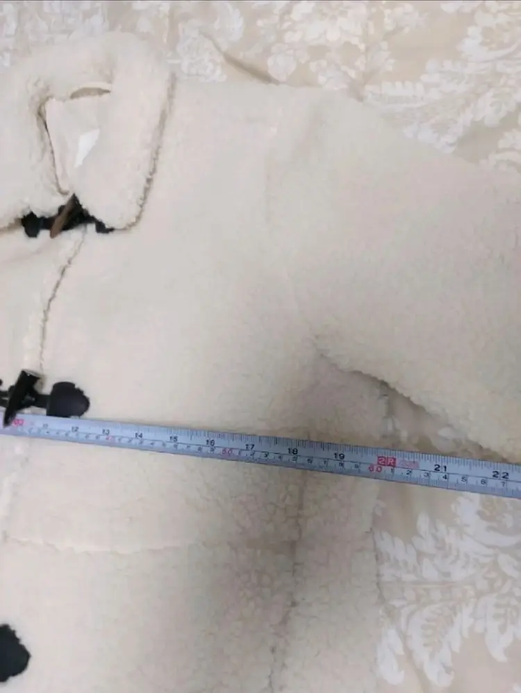 H&M 뽀글이 떡볶이 롱 코트 아이보리S (66~77) 이미지