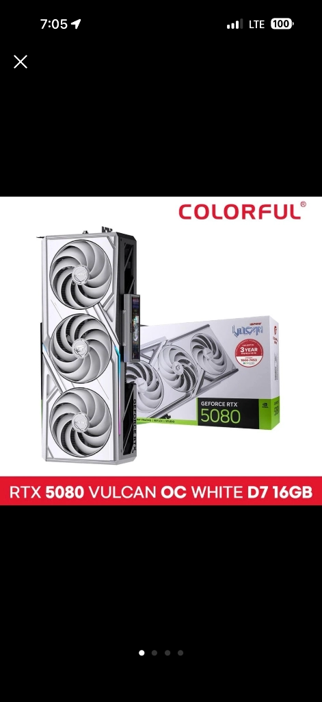 미개봉 컬러풀 RTX 5080 VULCAN OC White D7 16GB 불칸 화이트 5080 국내정품 - 안심되는 중고거래
