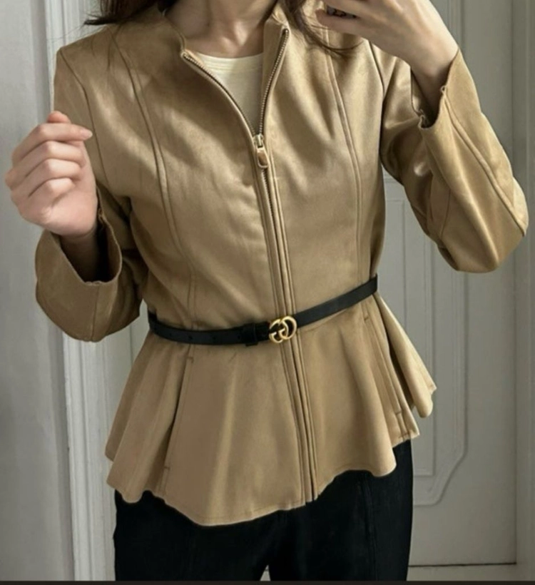 ZARA 자라 페블럼 스웨이드자켓 벨트세트 베이지 XS 이미지