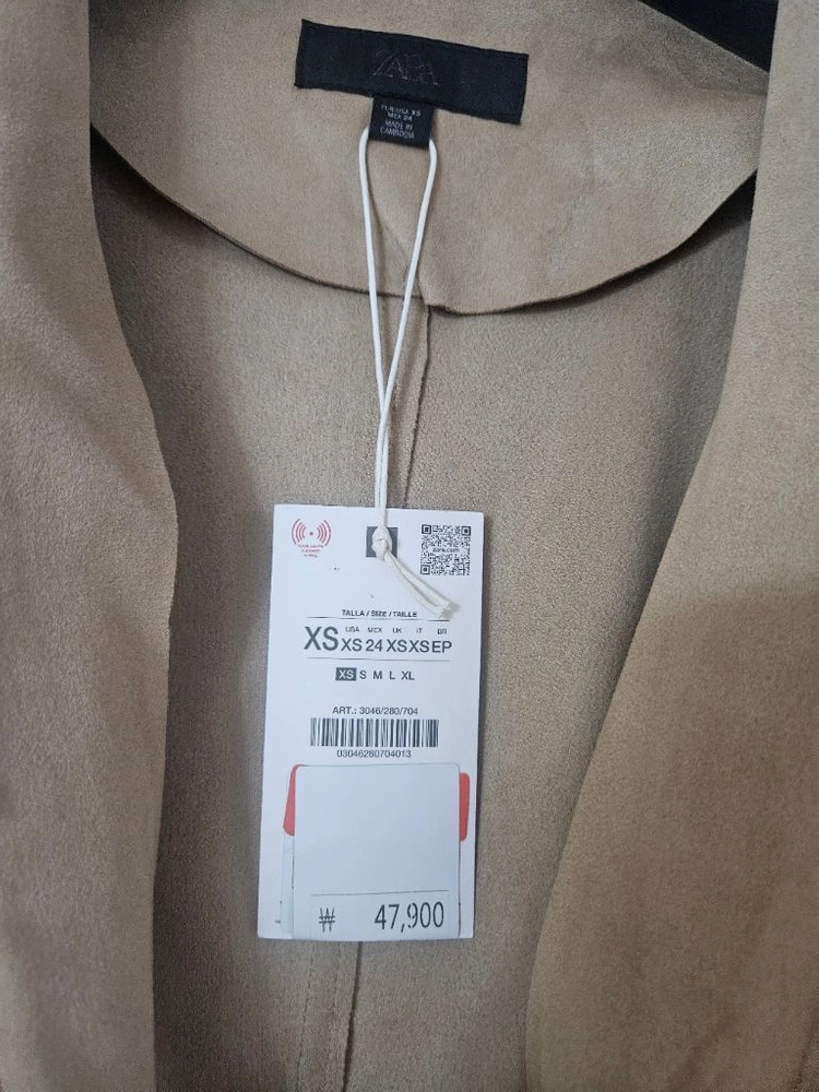 ZARA 자라 페블럼 스웨이드자켓 벨트세트 베이지 XS 이미지