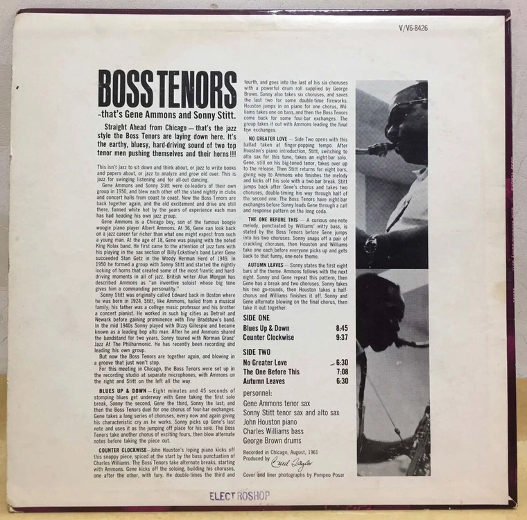 LP ; gene ammons & sonny stitt - boss tenors 진 아몬스, 소니 스팃 재즈 엘피 이미지