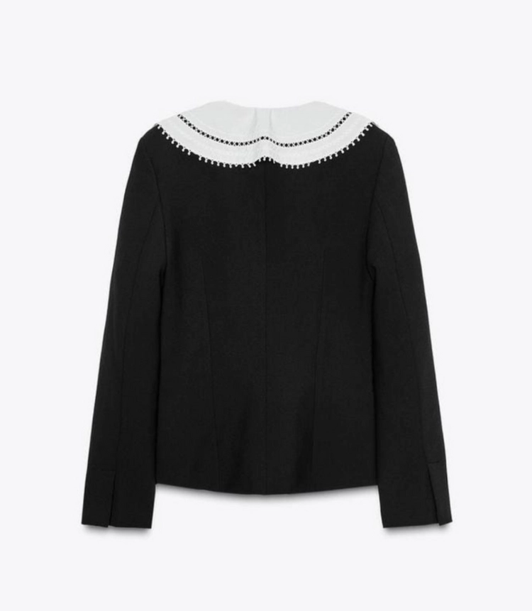 ZARA 자라 배색 탈부착 칼라 블레이저 자켓 블랙 XS 이미지