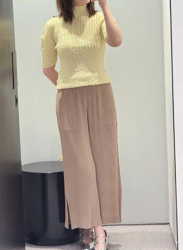 이세이미야케 해칭 팬츠 시더브라운,쉬폰 가디건 세트,플리츠플리즈 이미지