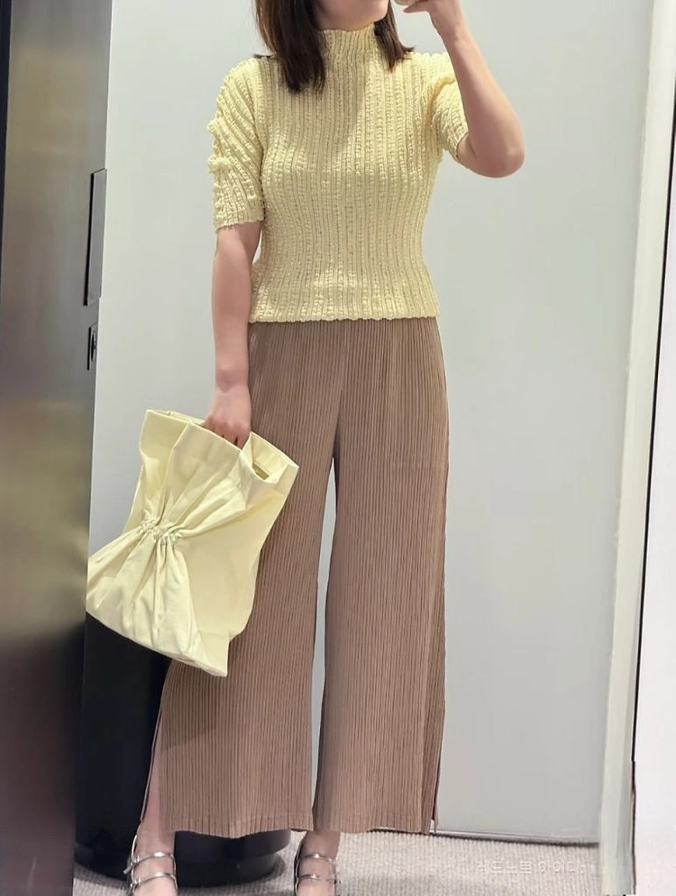 이세이미야케 해칭 팬츠 시더브라운,쉬폰 가디건 세트,플리츠플리즈 이미지