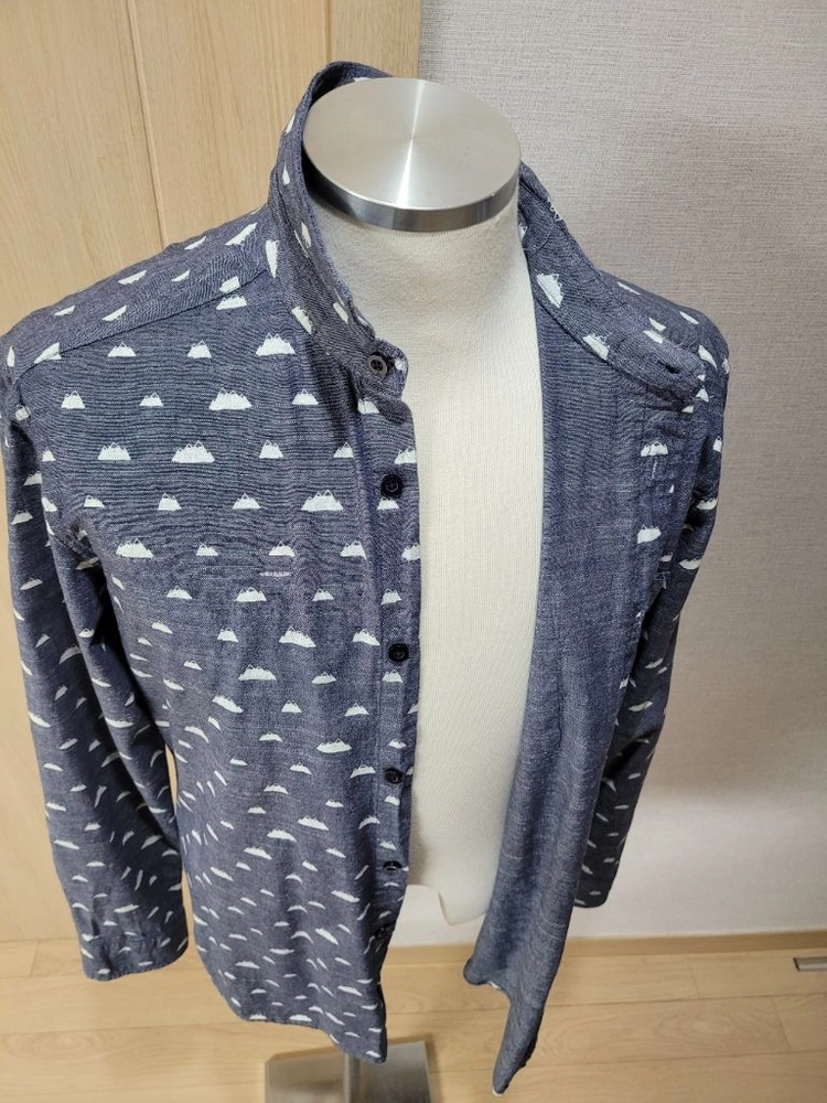 WESC 남자 패턴프린트 샴브레이 셔츠 M 네이비 이미지