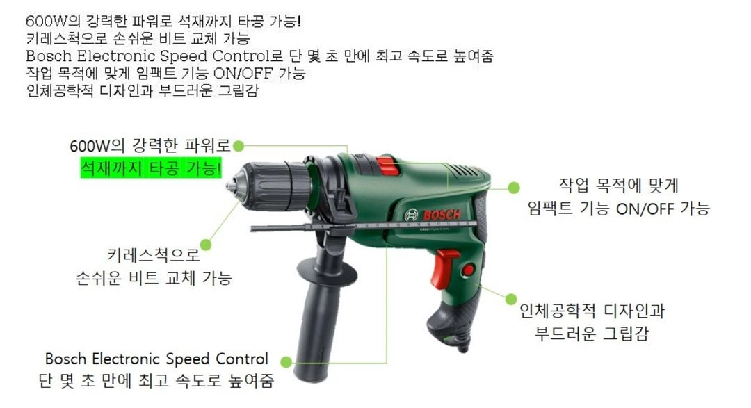 보쉬 EasyImpact 600 600W 유선 해머드릴 이미지