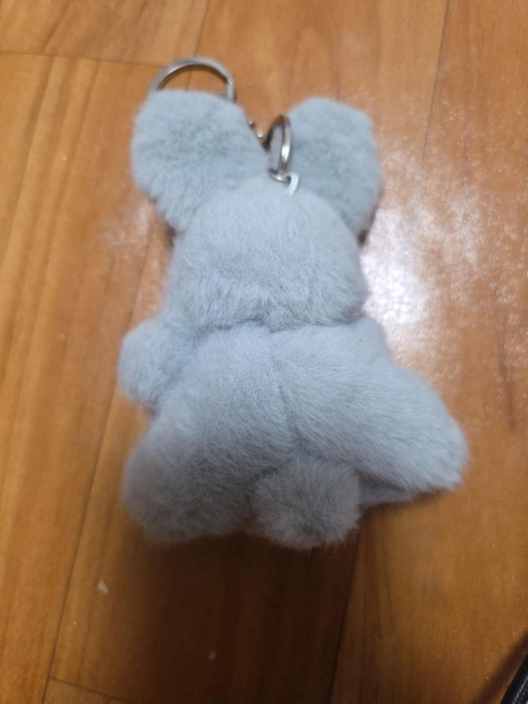 회색 토끼 봉제인형 키링 리본 가방고리 이미지