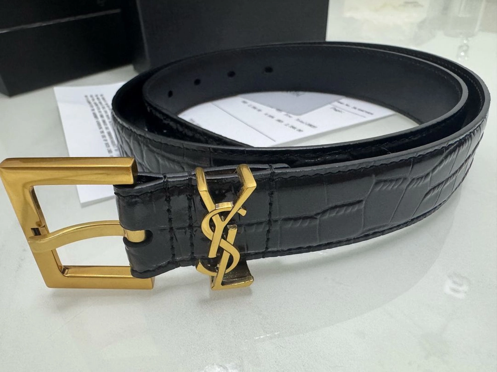 생로랑 YSL 로고 블랙 벨트 이미지