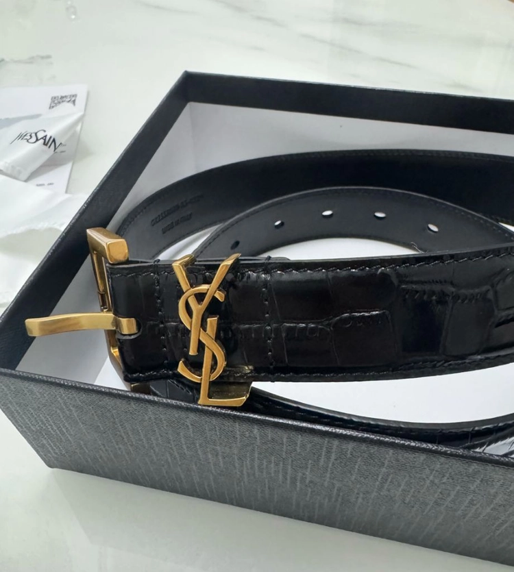 생로랑 YSL 로고 블랙 벨트 이미지