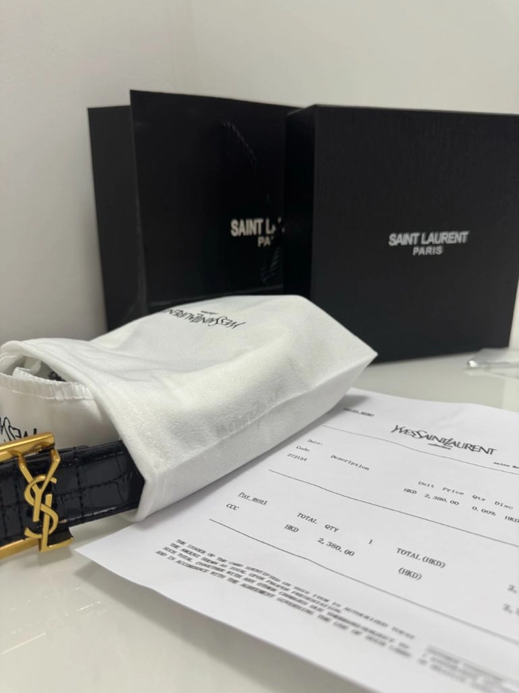 생로랑 YSL 로고 블랙 벨트 이미지