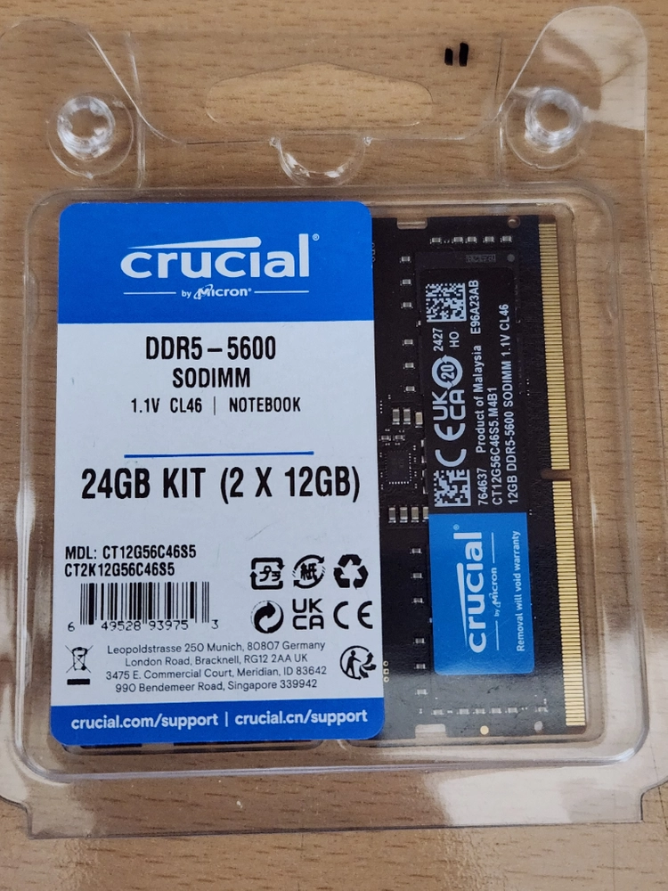 마이크론 크루셜 ddr5 5600 노트북 24gb (12x2) - 안심되는 중고거래