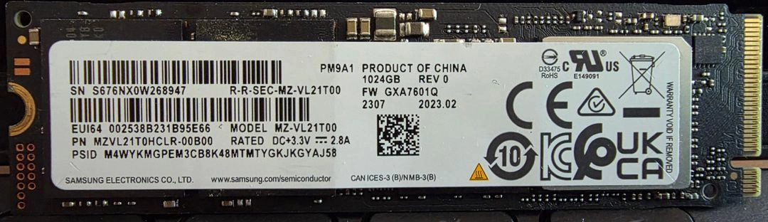 삼성 PM9A1 1TB NVMe Gen4 SSD / 980 PRO급 / 신품급 상태 이미지