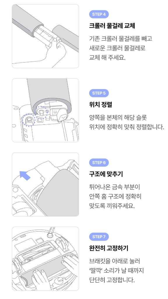 나르왈 Flow 로봇청소기 전용 크롤러 걸레 패드 3개 일괄(새상품) 이미지
