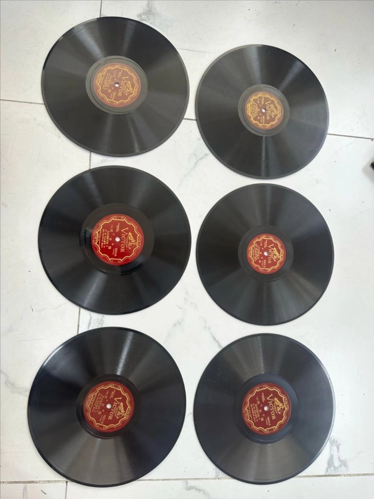 [LP] 1930년대 희귀 앤틱 빅터(Victor) 10인치 기요모토 스미다가와 SP 돌판 전집 6장 세트 팝니다 이미지