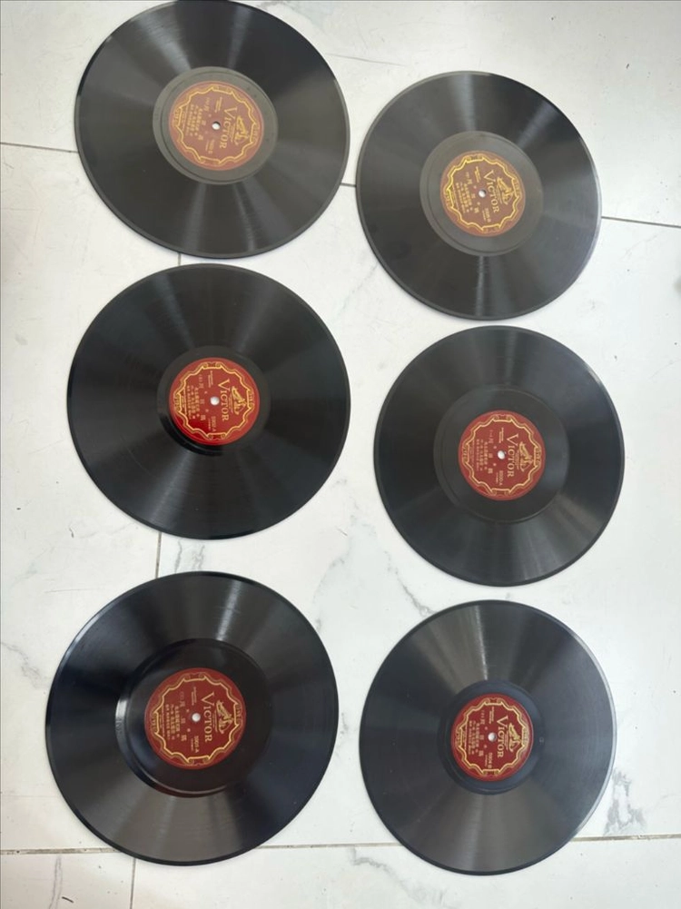 [LP] 1930년대 희귀 앤틱 빅터(Victor) 10인치 기요모토 스미다가와 SP 돌판 전집 6장 세트 팝니다 이미지