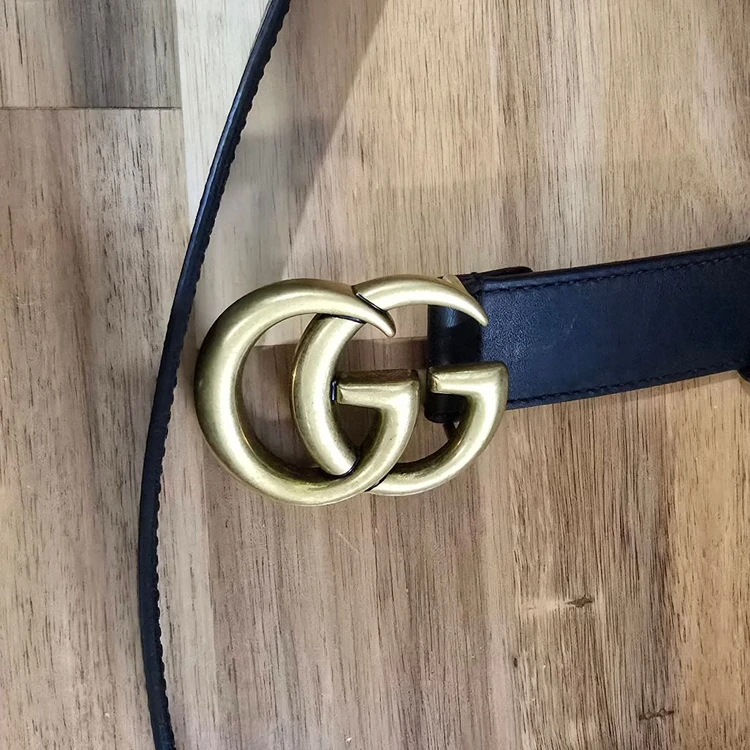 구찌 GG 마몬트 블랙 벨트 (골드 버클) 이미지