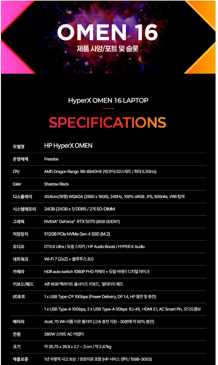 HP 오멘 16 노트북 판매합니다 ( 8940HX / 32GB RAM / RTX 5070 ) - 안심되는 중고거래