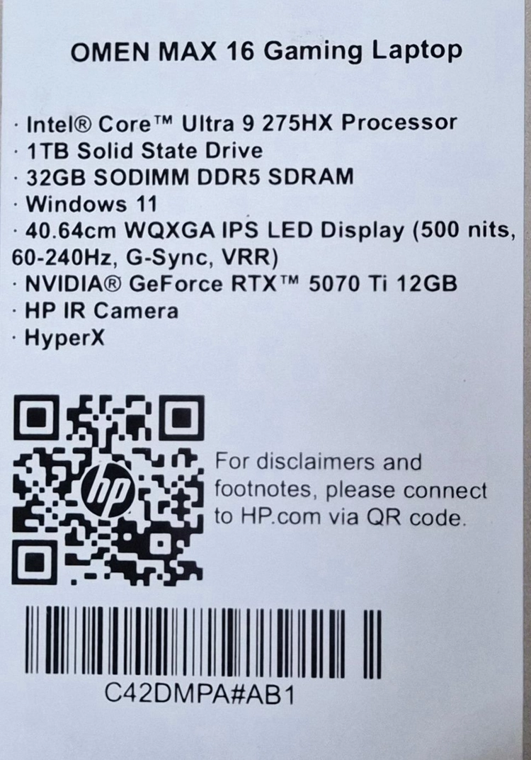 HP OMEM MAX 16 5070Ti 32GB/1TB 게이밍노트북 판매합니다 이미지